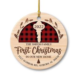 Personalized Ceramic Ornament First Christmas In New Home 1