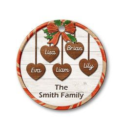 Personalized Family Ceramic Ornament Christmas Wreath