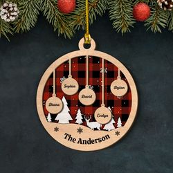 Personalized Family Layered Wood Ornament Marshmallow Family