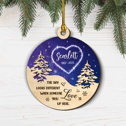 Personalized Human Memorial Layered Wood Ornament Sky Looks Different