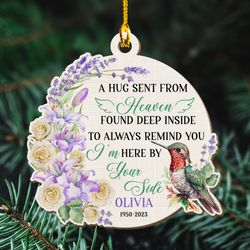 Personalized Human Memorial Wood Ornament A Hug Sent Form Heaven