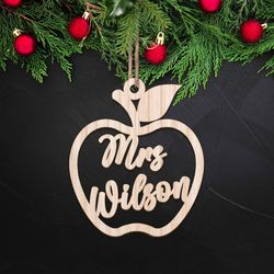 Personalized Teacher Ornament Cut Out Christmas Day