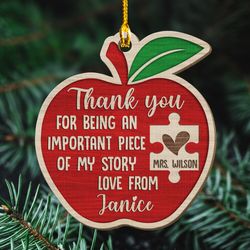 Personalized Teacher Wood Ornament Thanks For Being The Important Part