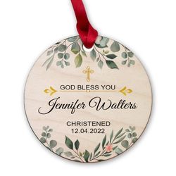 Personalized Wood Baby Baptized Ornament