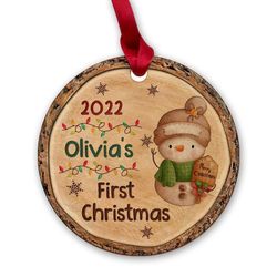 personalized wood baby first christmas ornament lovely