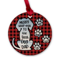 personalized wood babys dog dad ornament christmas gift