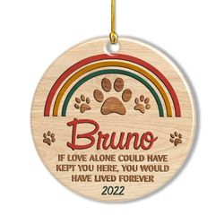 personalized wood babys dog ornament memorial with paw prints
