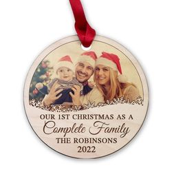 Personalized Wood First Christmas of Family Ornament