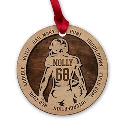 personalized wood football ornament custom name number
