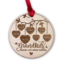 Personalized Wood Grandparents And Grandkids Ornament