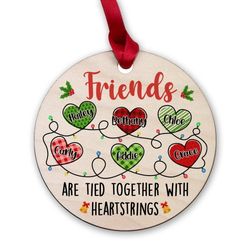 Personalized Wood Sister Hearts String Ornament