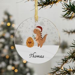 Personalized Boys Christmas Ornament, Dinosaur Christmas Ornament, Cute Christmas Ornament for Boys, Hanging Ornament fo