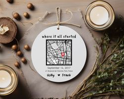 Personalized Map Ornament Gift, Where It All Started Ornament, Valentines Day Gift, Engagement Gift, Couple Ornament, An