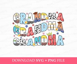 Toy Friends Grandma Svg, Family Vacation Svg, Doddle Grandma Svg, Curved Grandma Svg, Gift For Grandma Svg, Svg Png File