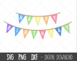 Birthday bunting SVG, happy birthday banner svg, party bunting svg, party banner png, flag svg, happy birthday svg, cric