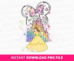 Princess Png, Magical Kingdom Png, Mouse Ear Castle Png, Watercolor Castle Clipart Png, Retro Colorful Castle, Png File