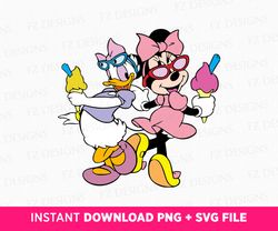 Retro Best Friends Mouse and Duck Svg, Besties Smile Svg, Girls and Snack Svg, Friendship Svg, Girls With Ice Cream Svg,
