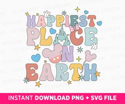 The Happiest Place On Earth Svg, Family Vacation 2023, Family Trip Svg, Magical Kingdom Svg, Mouse Ears, Stars, Png File