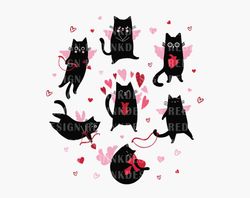 Valentine Cats SVG, Black Cats Valentines Svg, Valentines Day Svg, Happy Valentine Svg, Cat Love Svg, Valentine Cat Shir