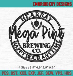 Johnny Depp Hearsay Mega Pint Brewing Co Happy Hour Anytime Machine Embroidery