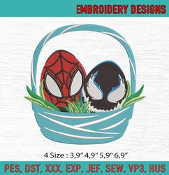 Spiderman and Venom Easter Basket Machine Embroidery Digitizing Design File