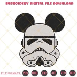 Stormtrooper Mickey Ears Embroidery Designs, Disney Star Wars Embroidery Files