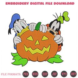 Donald Duck Goofy And Pumpkin Embroidery Designs File