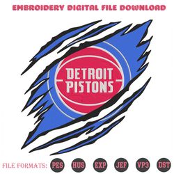 Detroit Pistons NBA Embroidery Designs File, Detroit Pistons