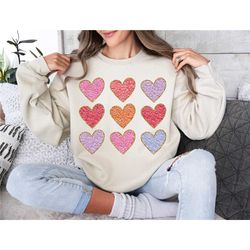 Chenille Hearts PNG Valentines Day PNG Valentines Shirt Design Faux Chenille Png Pink Purple White