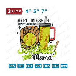 Softball Mama Shirt Mother's Day Embroidery Design, Mother's Day Embroidery Design, 207
