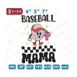 Baseball Mama Mother's Day Embroidery Design, Mother's Day Embroidery Design, 17