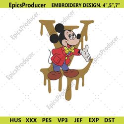 Dripping Logo Mickey Mouse LV Logo Embroidery Download Files