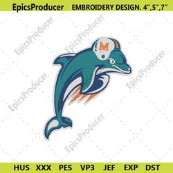 Dolphins NFL Symbol Logo Embroidery Design, NFL Dolphins Team Logo Embroidery Instant Download