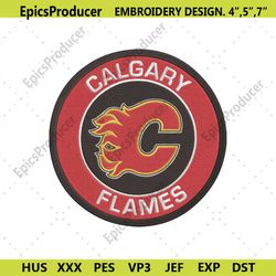 Calgary Flames Logo Hockey Embroidery Design, NHL Team Embroidery Files