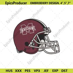 Mississippi State Bulldogs Helmet Machine Embroidery File