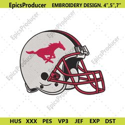 SMU Mustangs Helmet Machine Embroidery Digitizing.