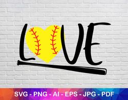 Love Baseball Svg, Png File for Cricut, Baseball with Red Heart