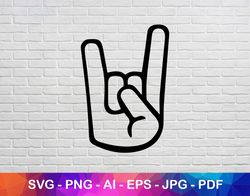 Rock Hand Svg, Hand Icon Svg, Rock On Svg, Musician Svg File, Hand Silhouette Svg, Svg Files