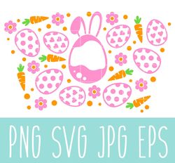 bunny easter egg full wrap svg, venti cup decal svg, coffee ring svg, cold cup svg, cricut, silhouette vector cut filesv