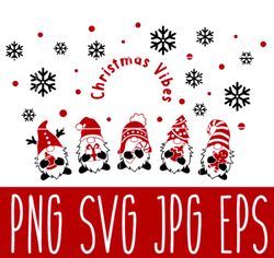 christmas gnomes full wrap svg, christmas vibes svg, venti cup decal svg, cold cup svg, cricut, silhouette vector cut fi