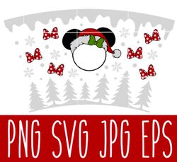 christmas red bow full wrap svg, venti cup decal svg, coffee ring svg, cold cup svg, cricut, silhouette vector cut file