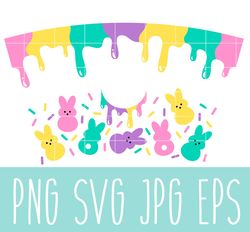 easter donut drip full wrap svg, venti cup decal svg, coffee ring svg, cold cup svg, cricut, silhouette vector cut files