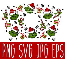 grinchmas lollipops full wrap svg, venti cup decal svg, coffee ring svg, cold cup svg, cricut, silhouette vector cut fil