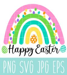 Happy Easter Rainbow Svg, Happy Easter Svg, Easter egg Svg, Spring Svg, Cricut, Silhouette Vector Cut FileSVG
