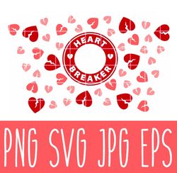 heart breaker layered full wrap svg, venti cup decal svg, coffee ring svg, cold cup svg, cricut, silhouette vector cut f