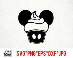 Mickey Cupcake SVG instant download digital file svg, png, eps, jpg, and dxf clip art for cricut silhouette and other cu