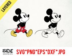 Walking Mickey instant download digital file svg, png, eps, jpg, and dxf clip art for cricut silhouette and other cuttin