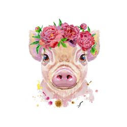 A Beautiful Pig In A Wreath Of Peonies Svg, Trending Svg, Pig Svg, Beautyful Pig Svg, Pig Gift Svg, Pig Lovers Svg, Anim