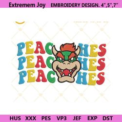 Bowser Peaches Embroidery Design, Super Mario Peaches Song E