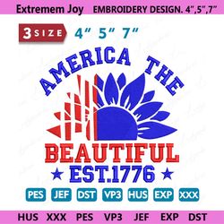 America The Beauty Embroidery Design, America Embroidery Des